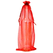 Organza - gavepose til flasker m.m. 36 cm. Rød. 10 stk.